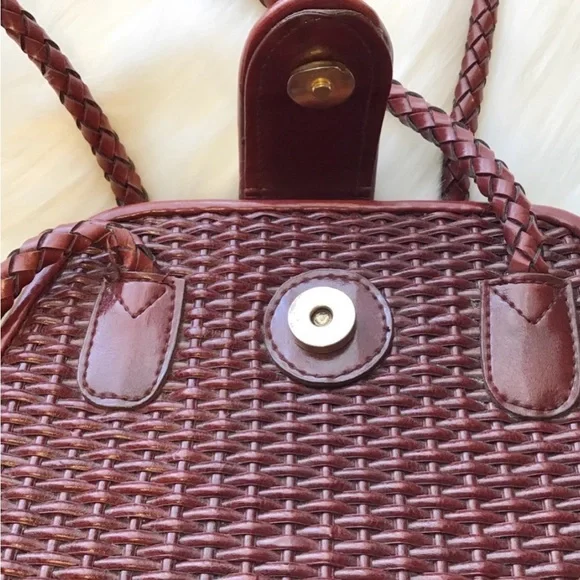 Vintage 1980s Warren Reed Oxblood Woven Leather Saddle Bag Structured - Picture 12 of 15